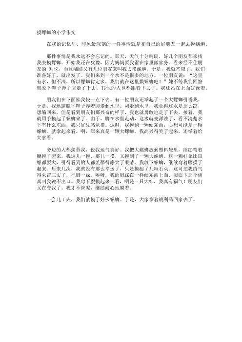 摸螺蛳的小学作文