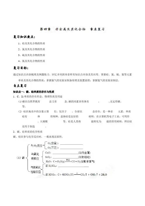 高中-化学-人教版-高中化学必修一 第四章  章末复习 (导学案)