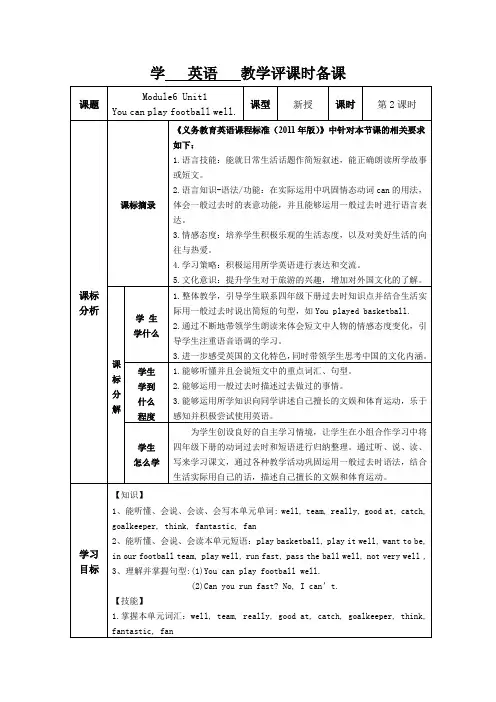 外研社小学英语课件-M6U1-2