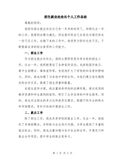 招生就业处处长个人工作总结