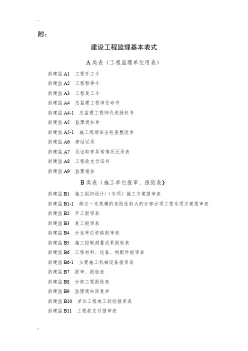 浙江监理全套表格