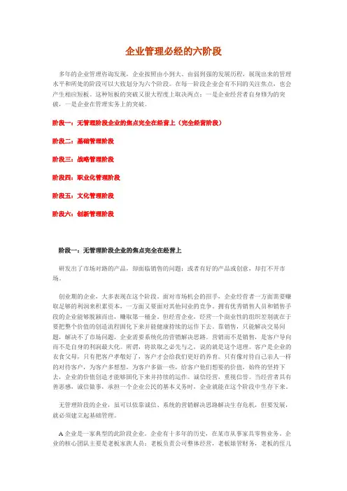 企业管理必经的六阶段