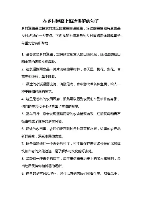 在乡村道路上沿途讲解的句子