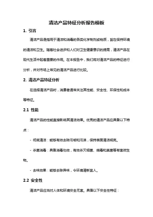 清洁产品特征分析报告模板
