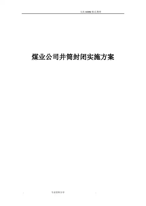 煤业公司井筒封闭实施方案