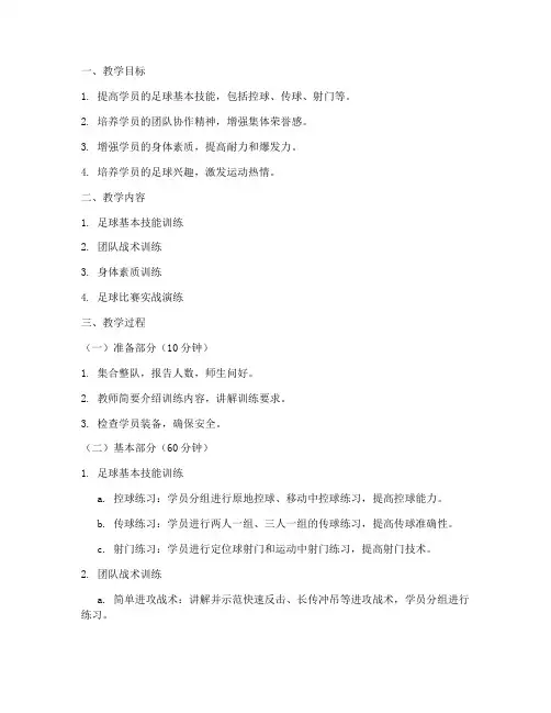 青年足球训练教案模板范文