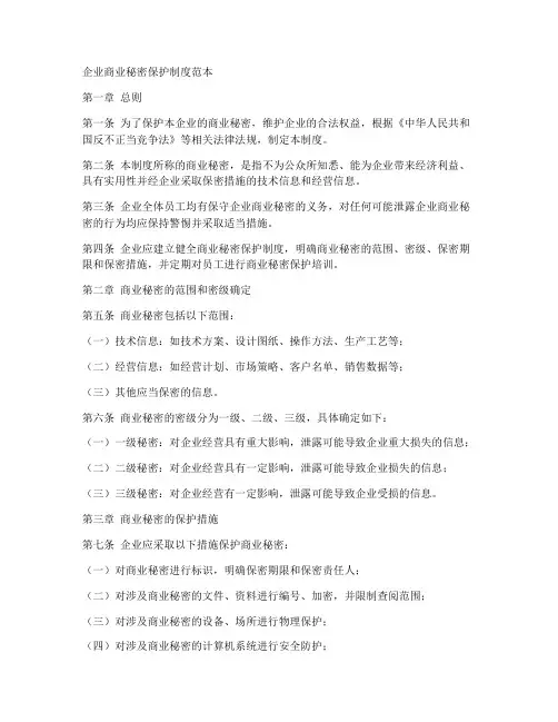 企业商业秘密保护制度范本