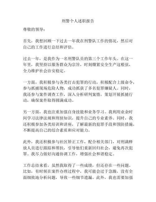 刑警个人述职报告