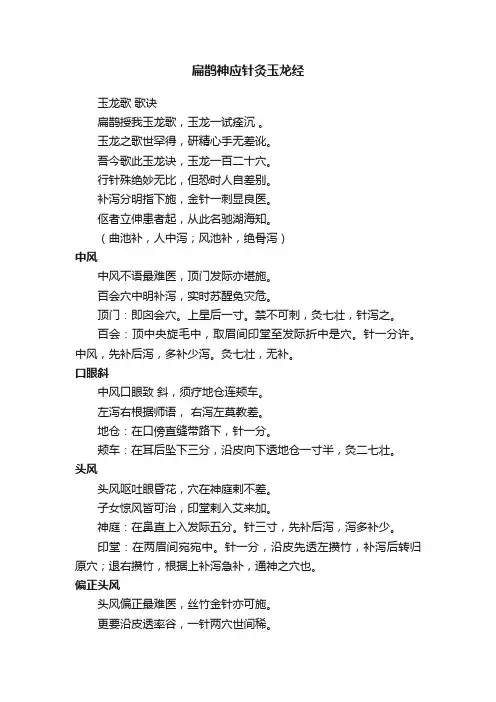 扁鹊神应针灸玉龙经