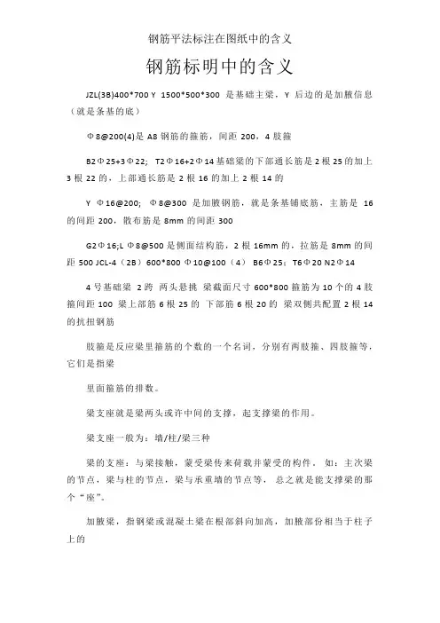 钢筋平法标注在图纸中的含义