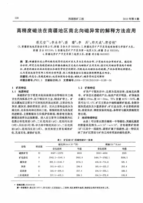 高精度磁法在南疆地区南北向磁异常的解释方法应用