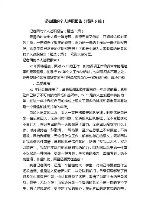 记者团的个人述职报告（精选5篇）