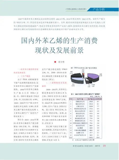 国内外苯乙烯的生产消费现状及发展前景