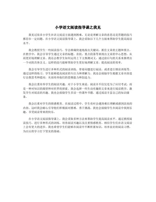 小学语文阅读指导课之我见