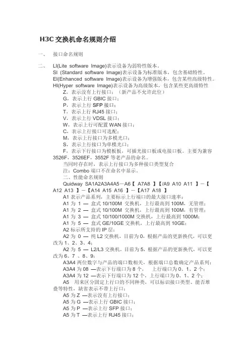 h3c产品命名规则