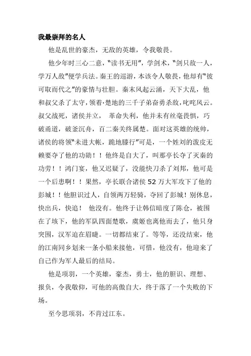我最崇拜的名人作文500字