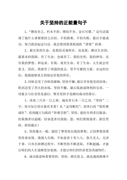 关于坚持的正能量句子