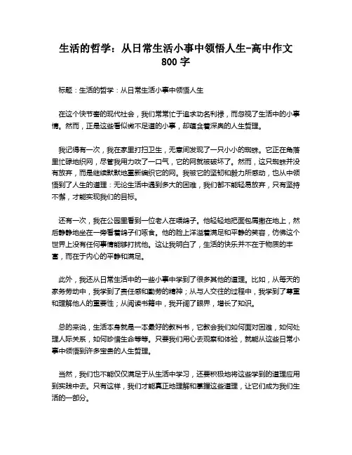 生活的哲学：从日常生活小事中领悟人生-高中作文800字