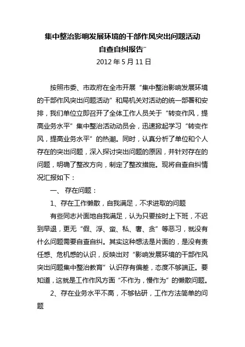 自查自纠报告