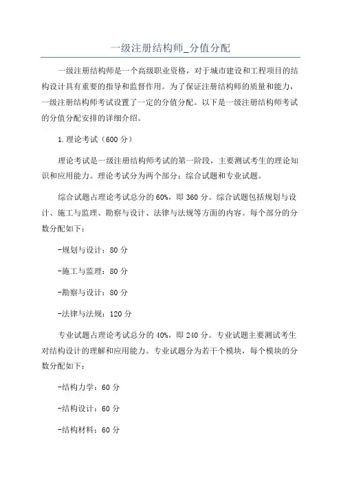 一级注册结构师_分值分配