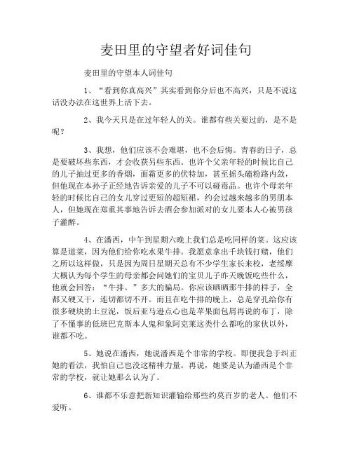 麦田里的守望者好词佳句