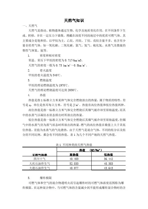 天然气知识介绍