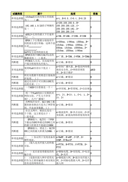 接入网维护类试题