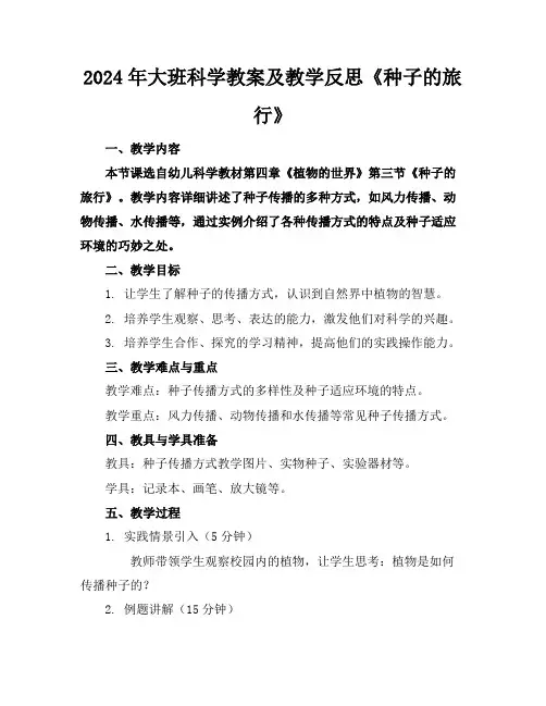 2024年大班科学教案及教学反思《种子的旅行》
