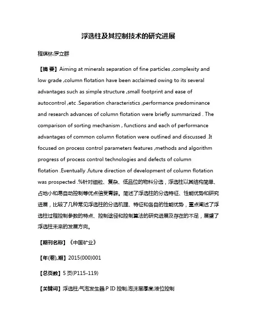 浮选柱及其控制技术的研究进展
