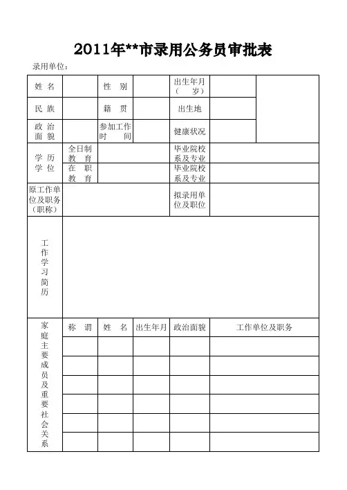 公务员录用审批表