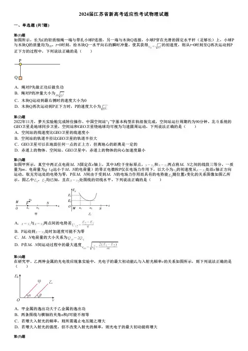 2024届江苏省新高考适应性考试物理试题