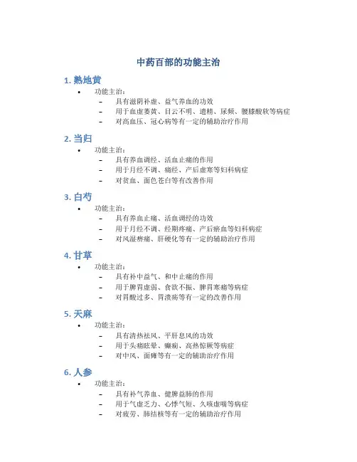 中药百部的功能主治