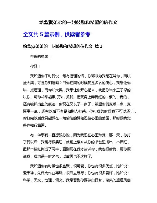 给监狱弟弟的一封鼓励和希望的信作文