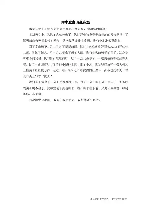 雨中登泰山金诗煜_小学作文