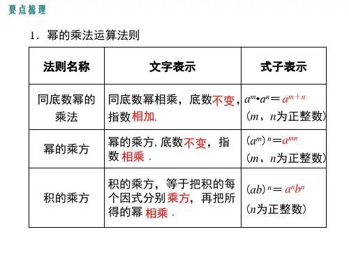 七年级数学下册2整式的乘法小结与复习教学课件新版湘教版