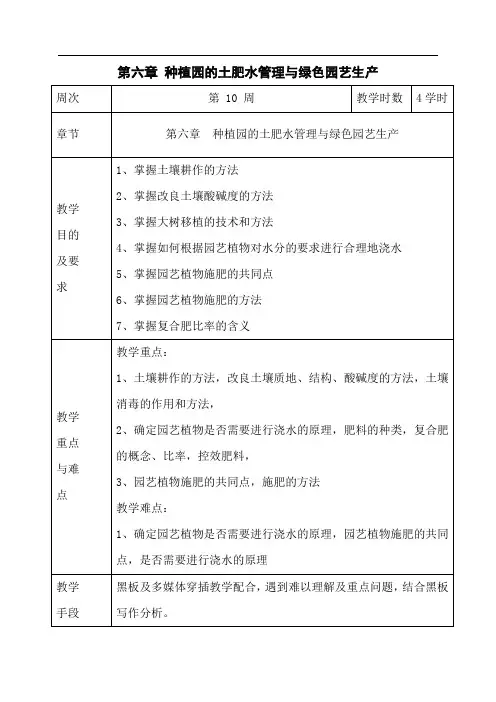 第六章 种植园的土肥水管理与绿色园艺生产