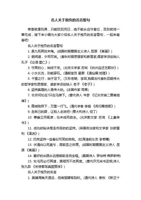 名人关于抱负的名言警句