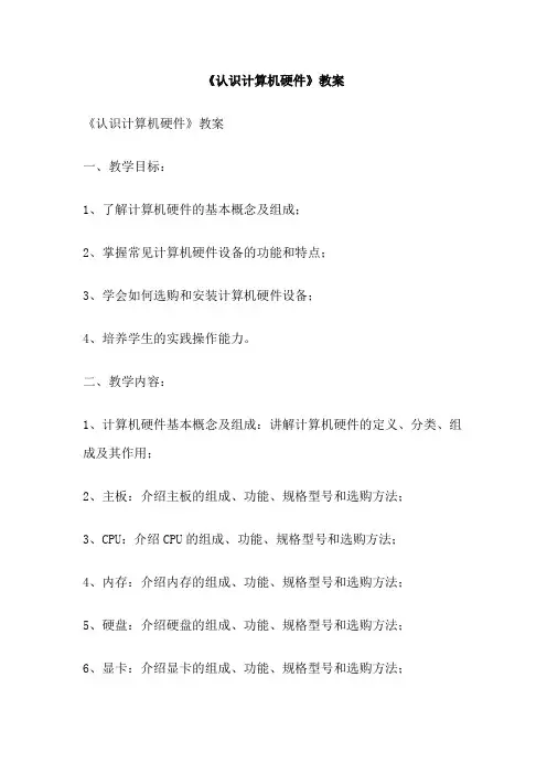 《认识计算机硬件》教案 