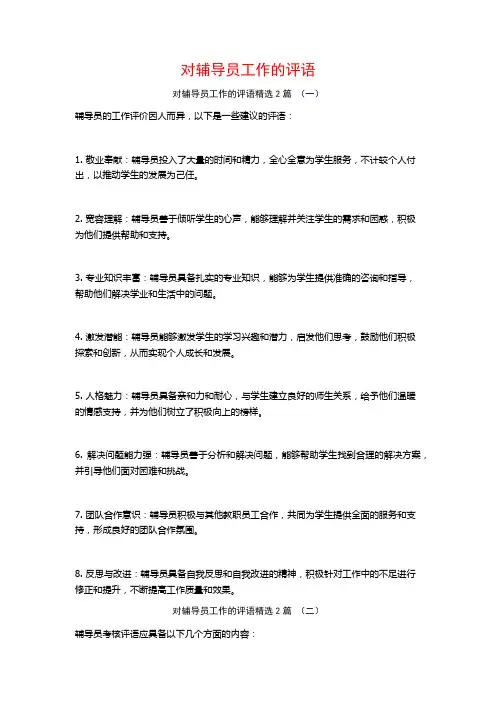 对辅导员工作的评语2篇