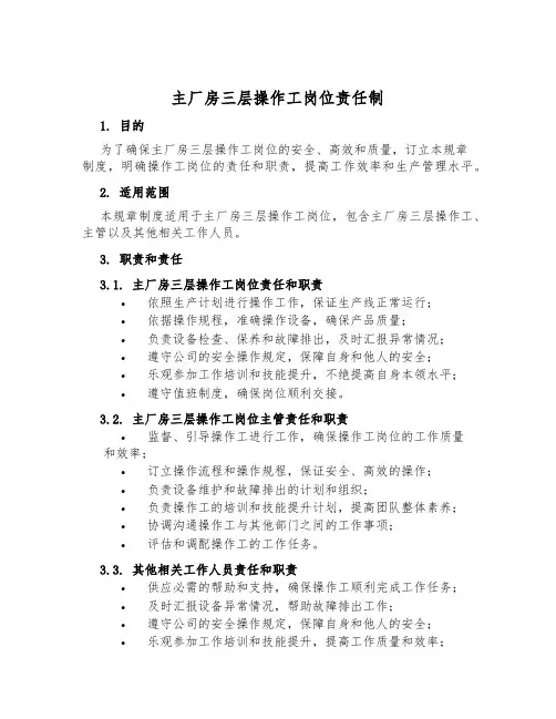 主厂房三层操作工岗位责任制