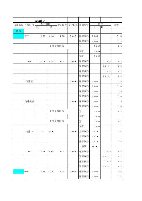 钢筋工程量计算表(EXCEL)