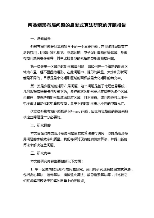 两类矩形布局问题的启发式算法研究的开题报告