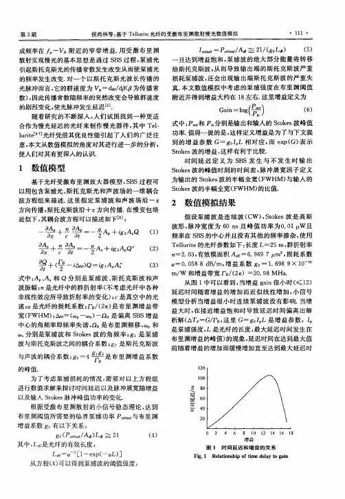 基于Tellurite光纤的受激布里渊散射慢光数值模拟
