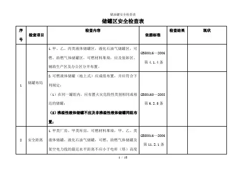 储油罐安全检查表