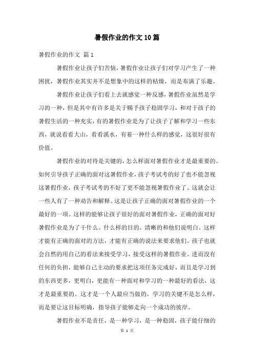 暑假作业的作文10篇