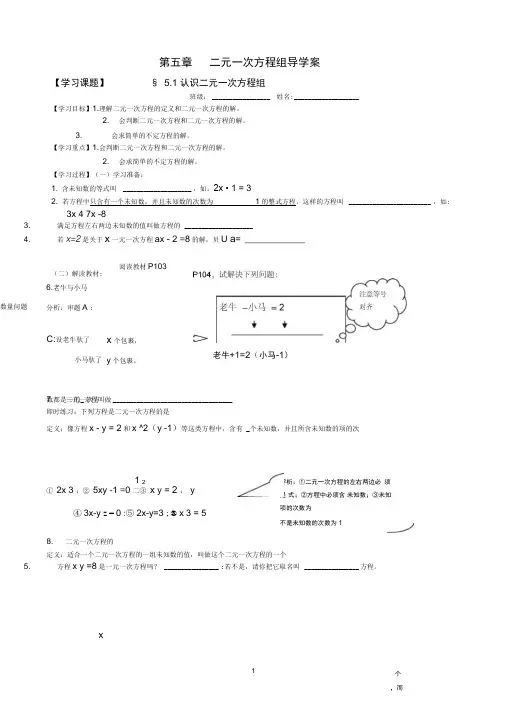 二元一次方程组导学案