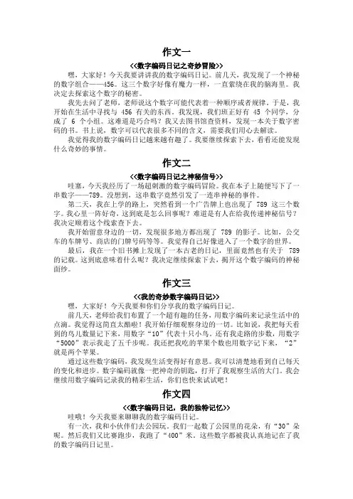 数字编码日记300字