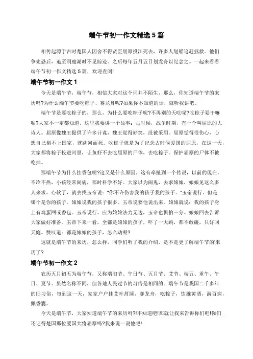 端午节初一作文精选5篇