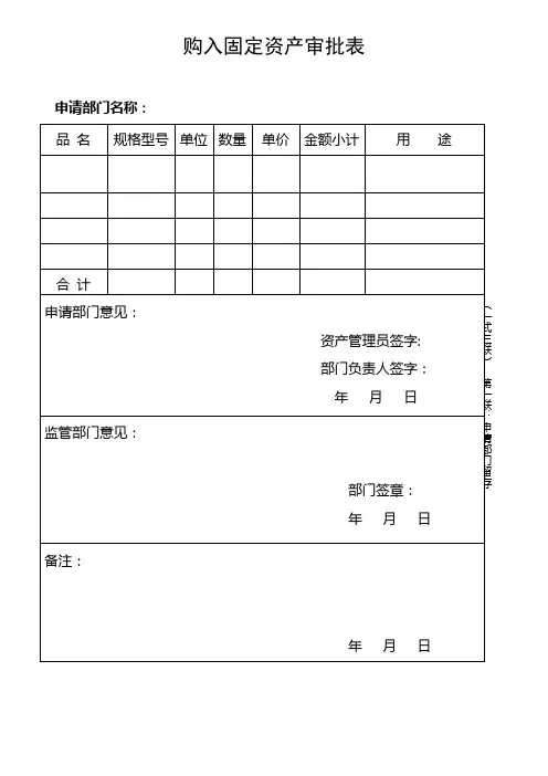 购入固定资产审批表