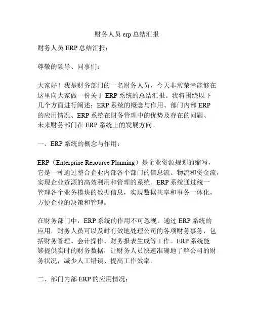 财务人员erp总结汇报